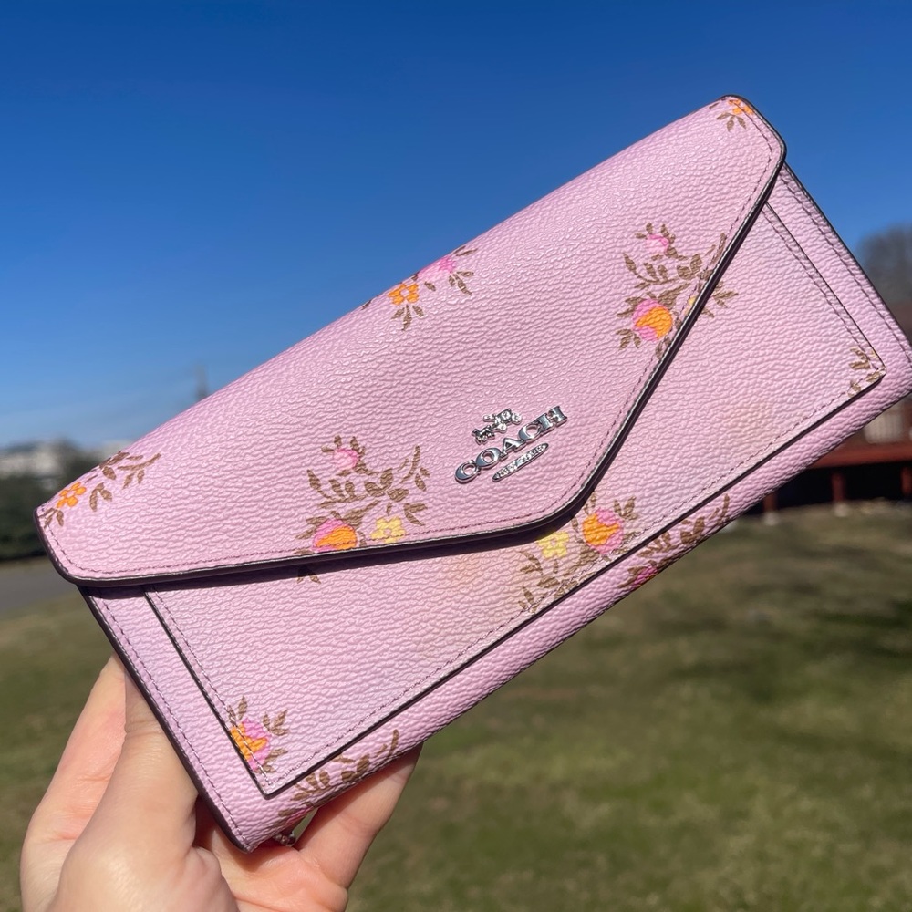 Coach Soft Wallet With Cross Stitch Floral Print